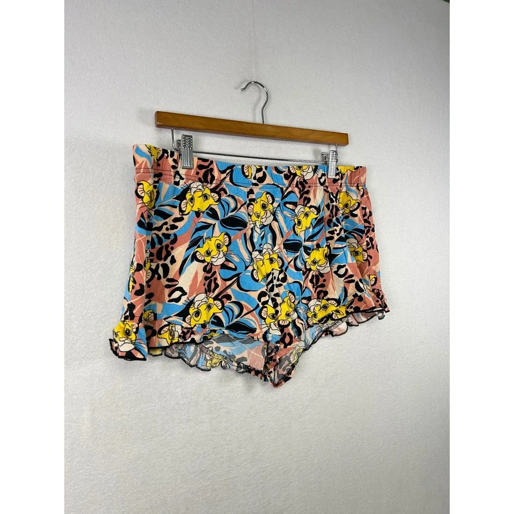 Disney The Lion‎ King Simba Sleep Pajama Shorts Women XL 16 18 Ruffle Rayon - Picture 5 of 7